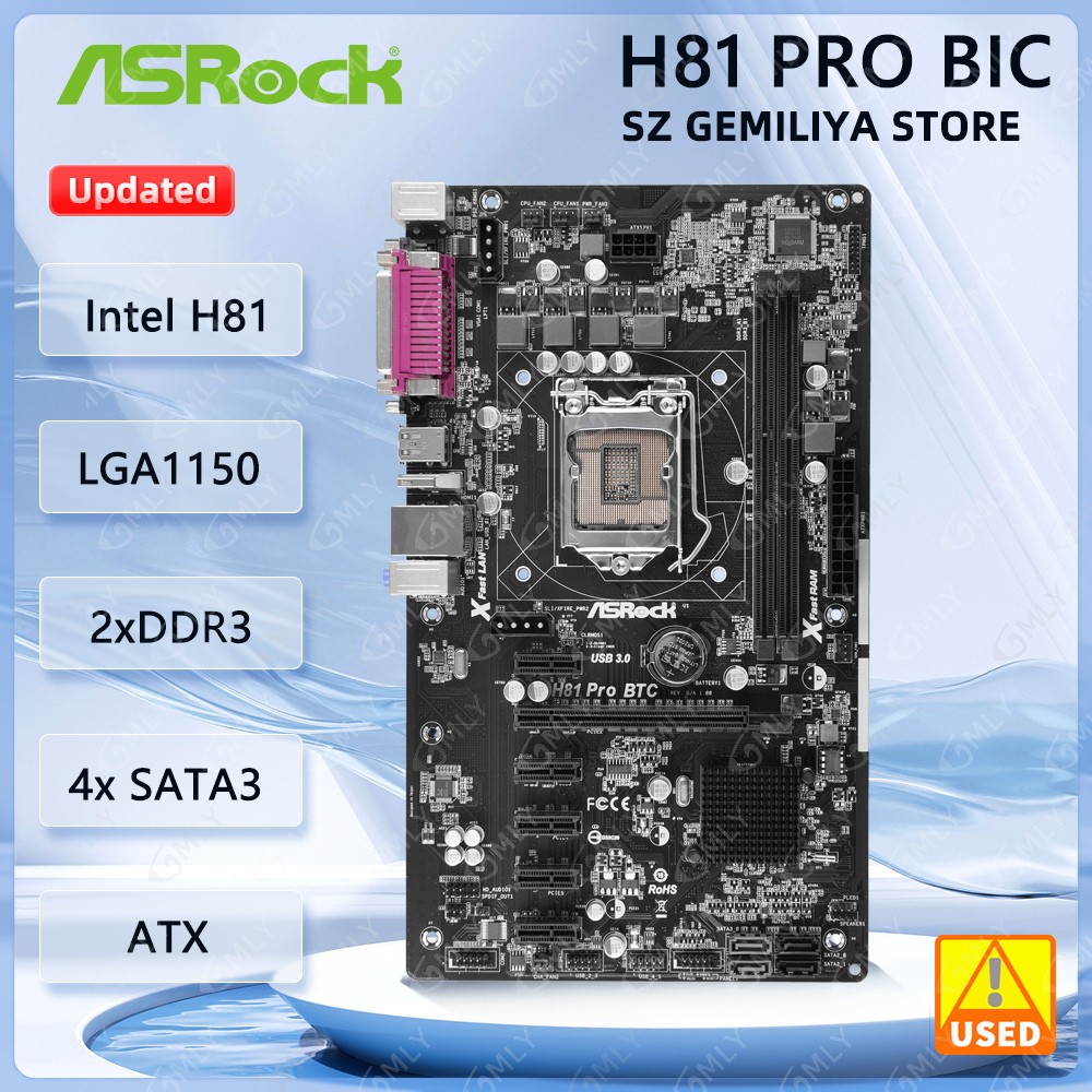 ASRock H81 Pro BTC Motherboard Intel H81 LGA 1150 DDR3 16GB 5 PCIe 2.0 x1 ATX support  i7-4770 i5-46
