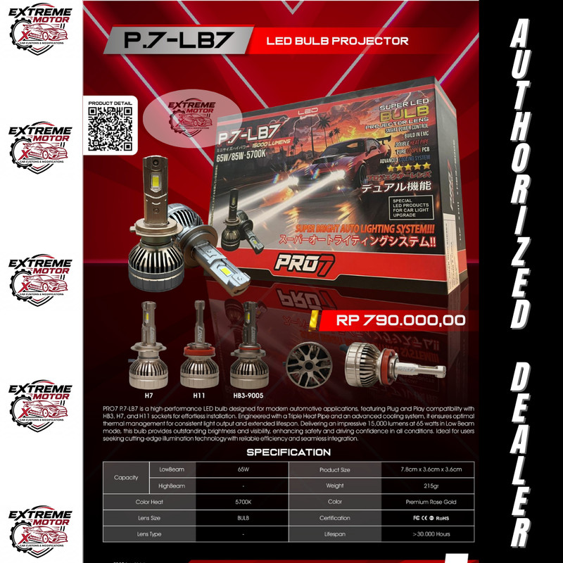 Pro7 LED H11 HB3 H7 LED Pro7 P7LB7 Plug N Play Sepasang - EXTREME MOTOR