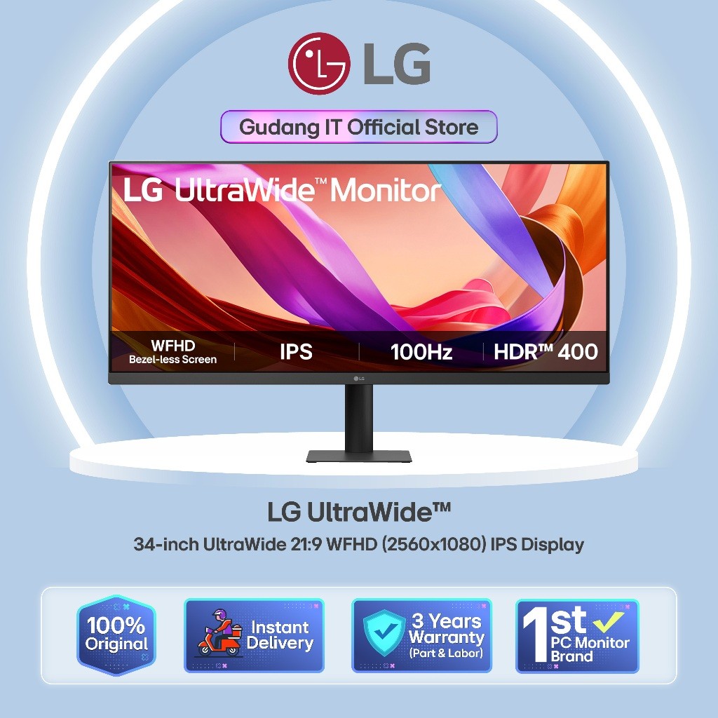 Gudang IT Official - LG UltraWide™ 34-inch UltraWide 21:9 WFHD (2560x1080) IPS Display