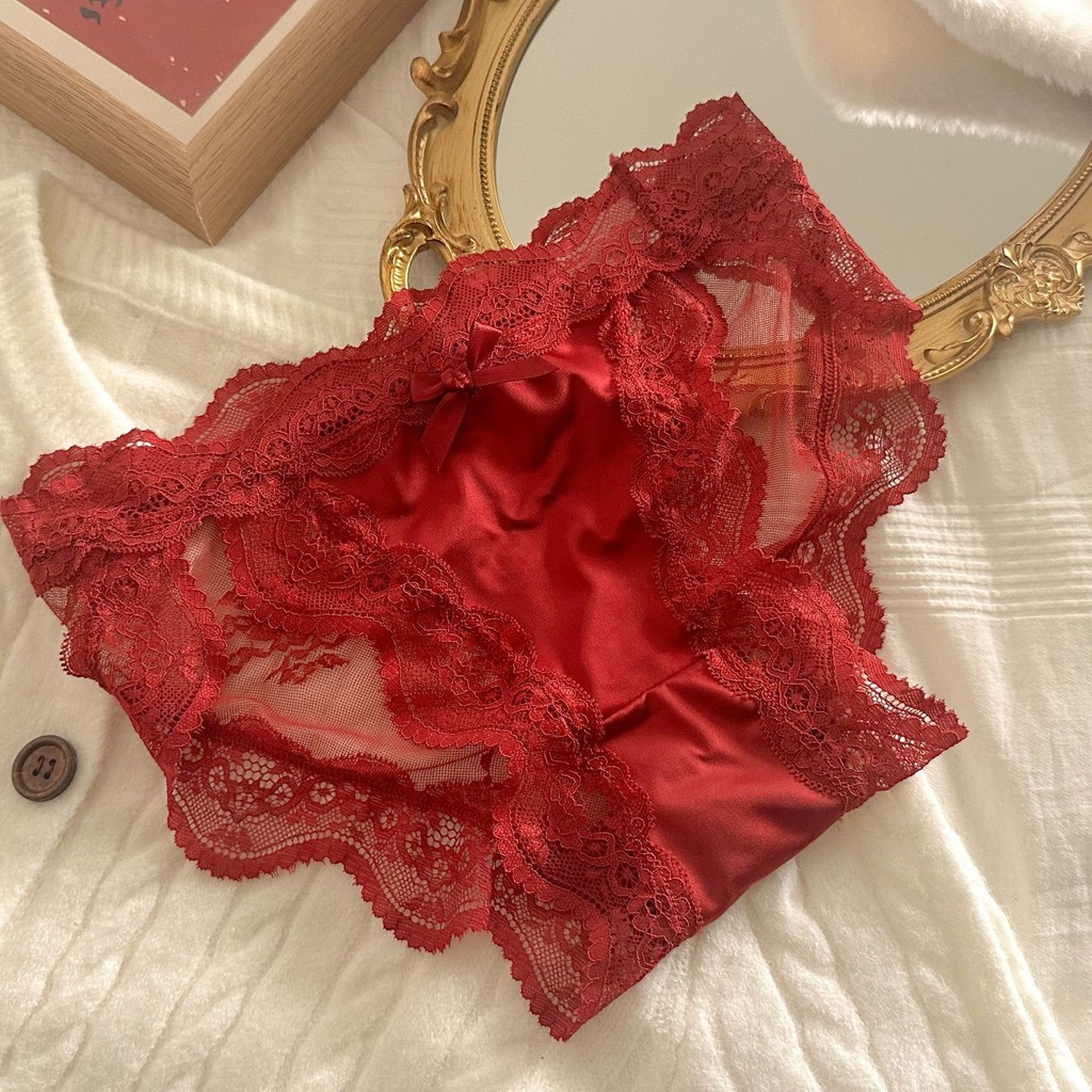 Ruang Pengalaman Terlarang COD  Celana Dalam Renda Hasrat Murni untuk Wanita, Tipis dan Seksi, Satin