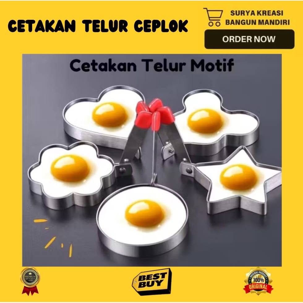 CETAKAN TELUR CEPLOK - CETAKAN TELOR CEPLOK BINTANG - PENCETAK TELUR - EGG RING STAINLESS