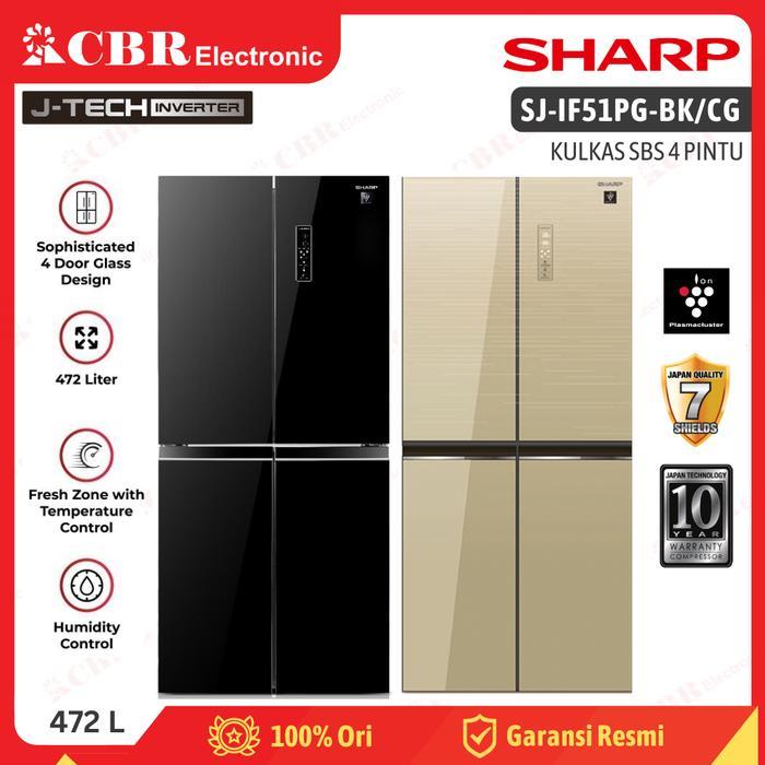 Kulkas SHARP 4 Pintu 472L / SJ-IF51PG-CG / SJ-IF51PG-BK (Inverter)