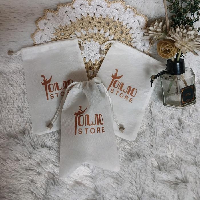 kantong/pouch serut custom sablon  (100pcs) - sponbon7x13logo