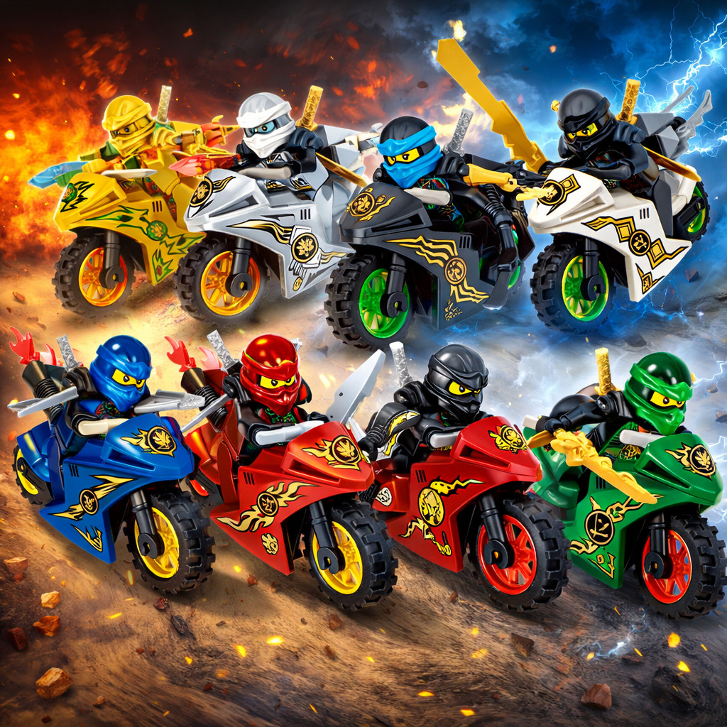 mainan figure anak Brick Ninja Collection / Mainan Edukasi motor mainan lego anak/motor lego pajanga