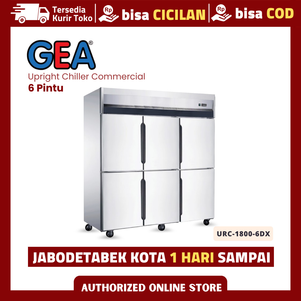 Upright Chiller Commercial Gea URC-1800-6DX Kulkas Pendingin Komersial Restoran Stainless Original R
