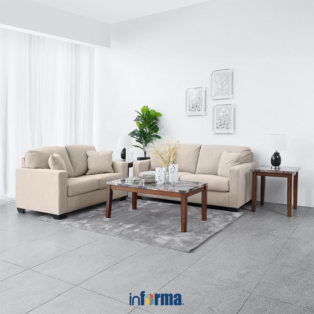 Informa Ashley Bavello-9 Set Sofa Fabric 2 & 3 Seater - Cokelat Muda Sofa Ruang Tamu Kursi Sofa Sofa
