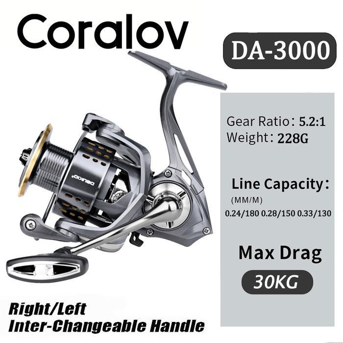 (XABA MART) Coralov Deukio Reel Pancing DA2000-7000 Ril Pancing Kuat Full Metal Reel Pancing Spinnin