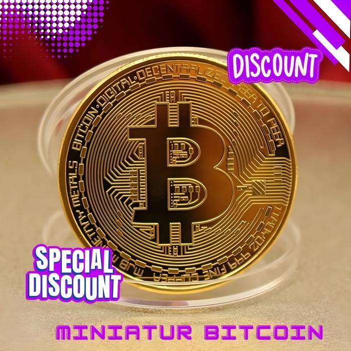 JFactory Bitcoin Suvenir Keping Koin Emas/Replika Bitcoin Sovenir - Gold