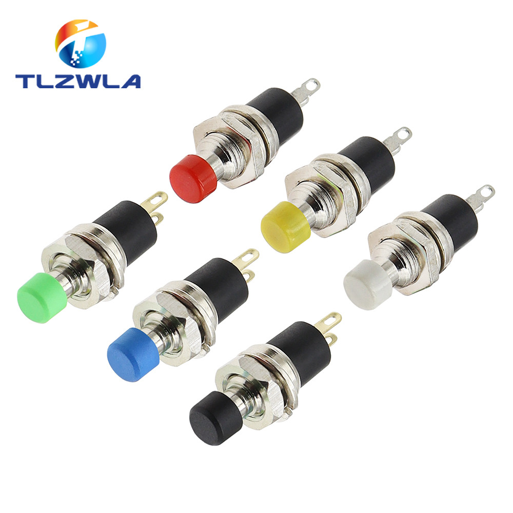 6PCS PBS-110 7MM Saklar Tombol Tekan Sementara Tekan Saklar Reset Tombol Tekan Sementara ON OFF Sakl