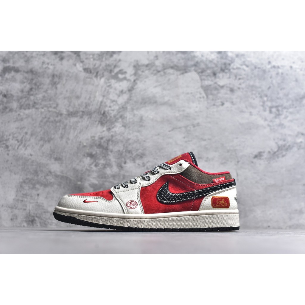 N1K3 A1r J0RDAN 1 Low AJ1 Tahun Kuda Edisi Terbatas Sepatu Basket Retro Low-top Kustom Kelas Atas Ku