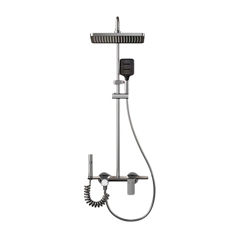 Space Aluminum Bathroom Shower Faucet Set Rainlfall Pressurized Shower System Four Ways Water Outlet