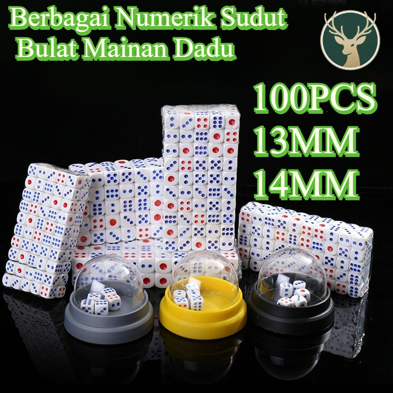 100Pcs Permainan Dadu/ Dadu Putih Dadu/ Mainan Plastik Dice/ Berbagai Numerik Sudut Bulat Mainan Dad