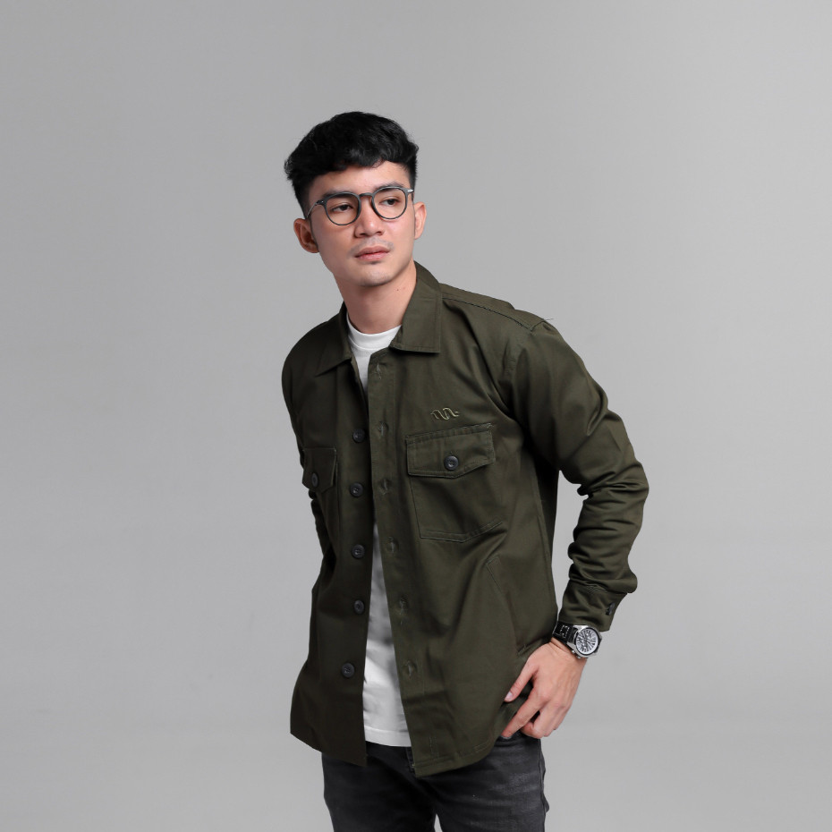 PROMO iNeat Zaku Trucker Jacket Army Green - Jaket Outerwear Pria