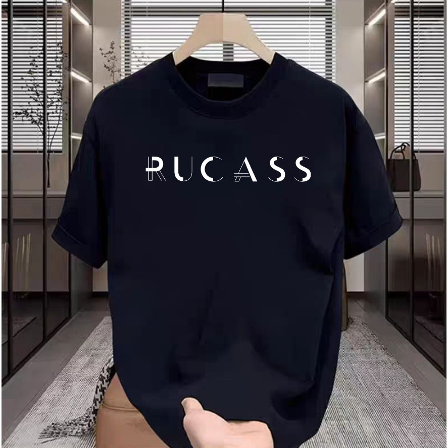 Oversize pria distro Baju Kaos PRIA gaya baru RU-CASS Kaos Putih DAN HITAM Wanita Lengan Pendek / fi