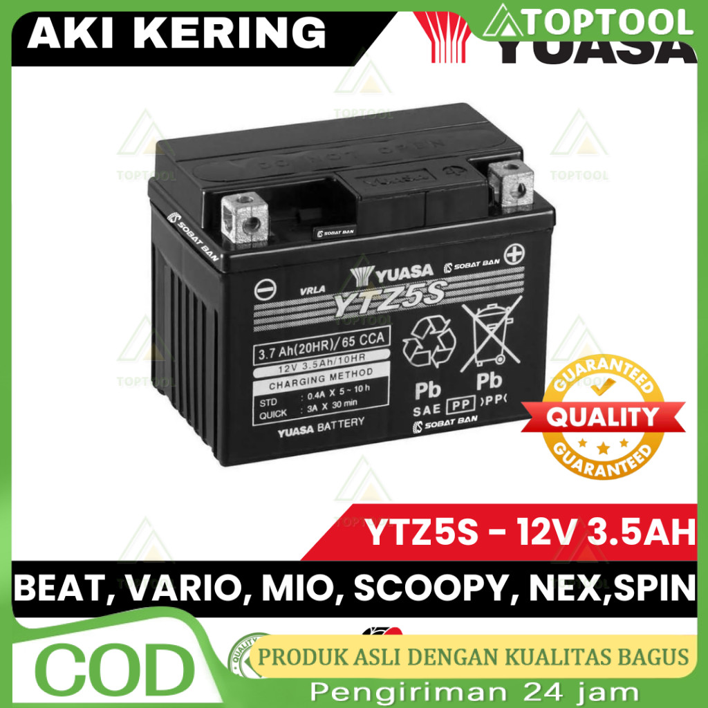 AKI KERING YUASA YTZ5S MOTOR Vario 110, Mio Soul GT, Beat, Vixion YUASA YTZ5S Aki Kering 12V 3.5A