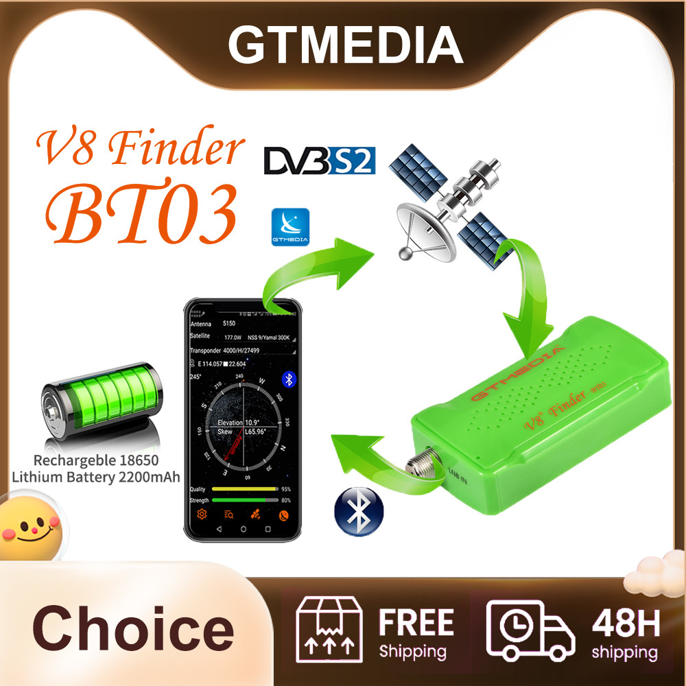 GTMEA V8 Finder BT03 Mini Sat Finder Bluetooth DVB-S2 Satellite Finder Meter With BT connection for 