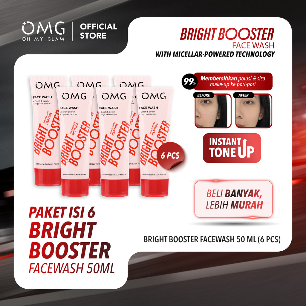 [PAKET RESELLER] OMG Oh My Glow Bright Booster Face Wash 50ml & 100ml - Tone Up Face Wash - Membersi