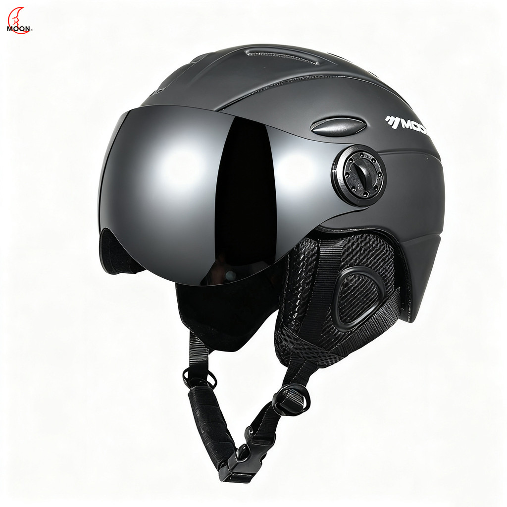 MOON Professional Ski Goggle Integrated Ski Helmet Lightweight Uni Ski Helmet for Snowboarng and Ski