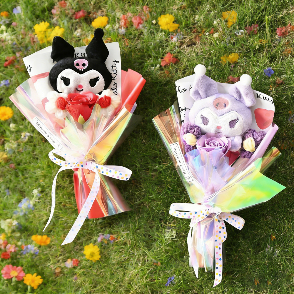 Sanrio Bouquets Kuromi Exquisite Holiday Birthday Gift Bouquet Cinnamoroll Creative Polka Dot Ribbon
