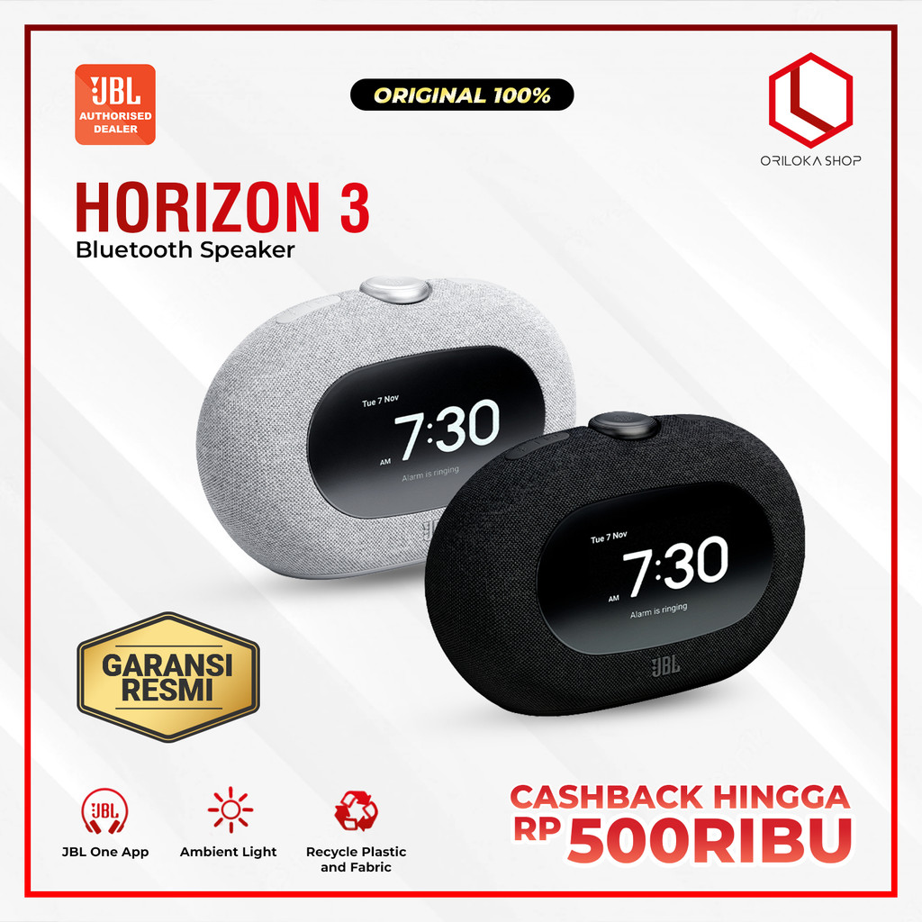 JBL Horizon 3 Bluetooth Speaker With Clock Radio DAB DAB+ FM Alarm Jam Digital - Garansi Resmi