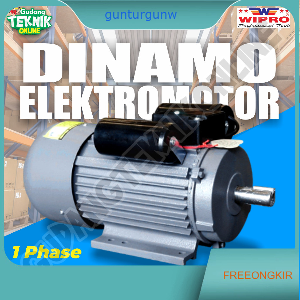 Dinamo Motor Penggerak 1/2Hp 2P 1P 2850Rpm WIPRO - Dinamo Elektro Motor WIPRO 1/2Hp 4P 1 Phase 1400R