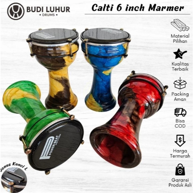 TERBAGUS Calti Darbuka Dumbuk Ukuran 6 inch Motif Marmer Alat Hadroh Sholawat Anak Kualitas Premium