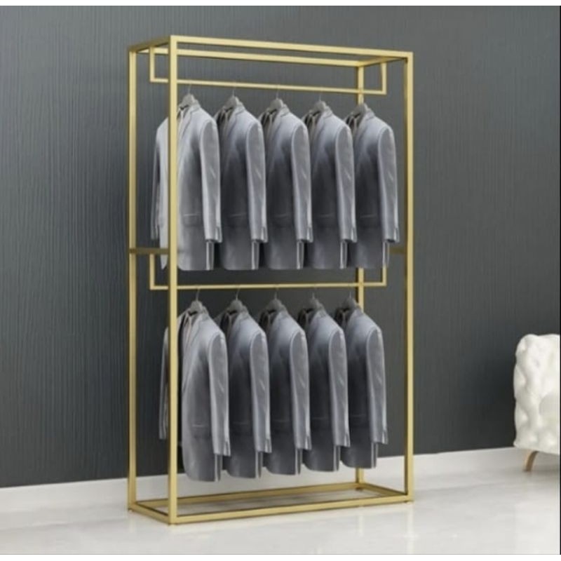 alim suitku/display gantungan 2susun/rak baju 2susun/display baju tinggi 2meter/display baju papan2s