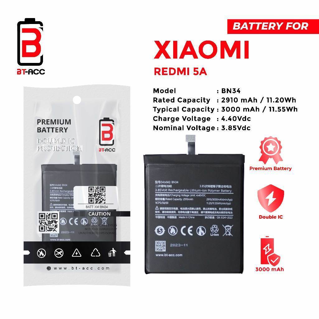 BT-ACC Battery Baterai Batre Xiaomi Redmi 5A / BN34