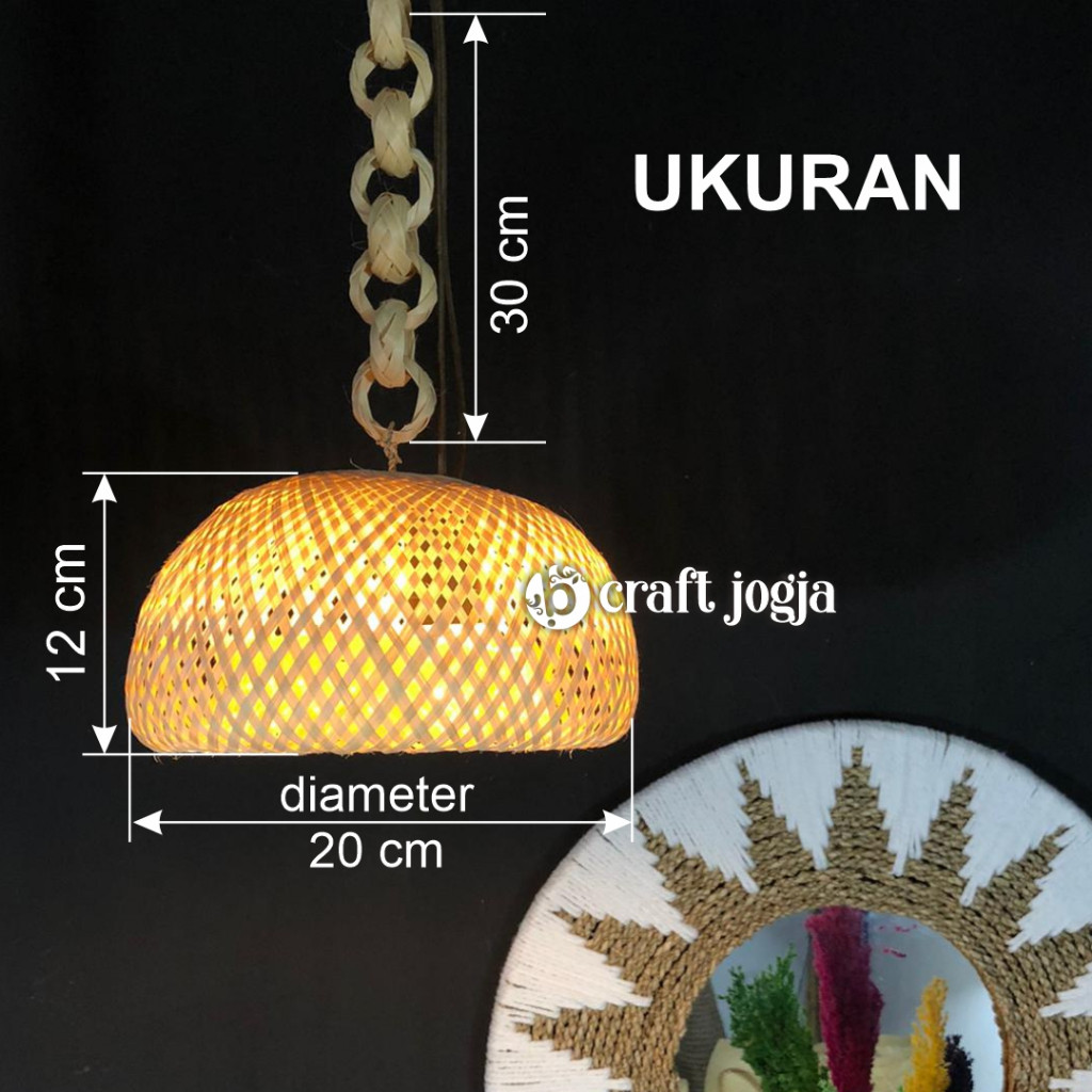 Kap Lampu Gantung Lampu Cafe Bambu Dekorasi Kerajinan Anyaman Bambu