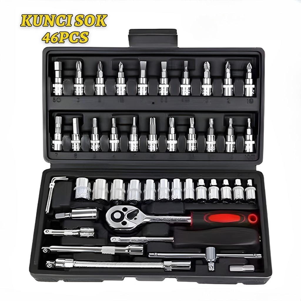 Kunci pas cincin mobil 46 buah set kunci pas soket mobil dan sepeda motor termasuk satu set lengkap 