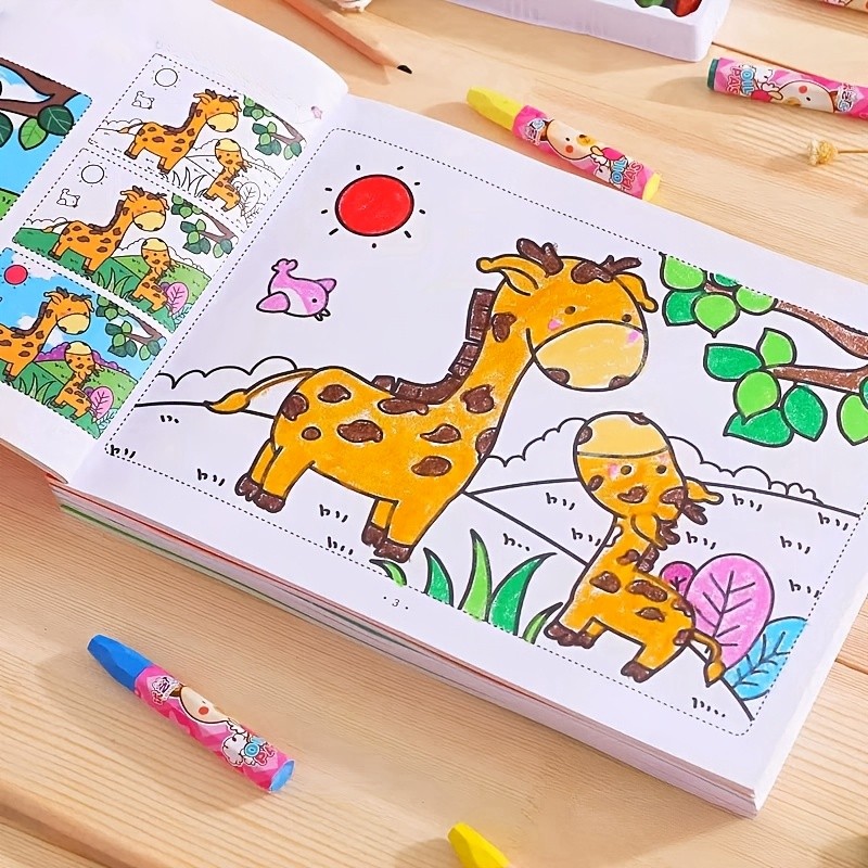 48 Pages Creative Doodle & Coloring Book Interactive Early Learning Sketbook with Colorful Cartoon A