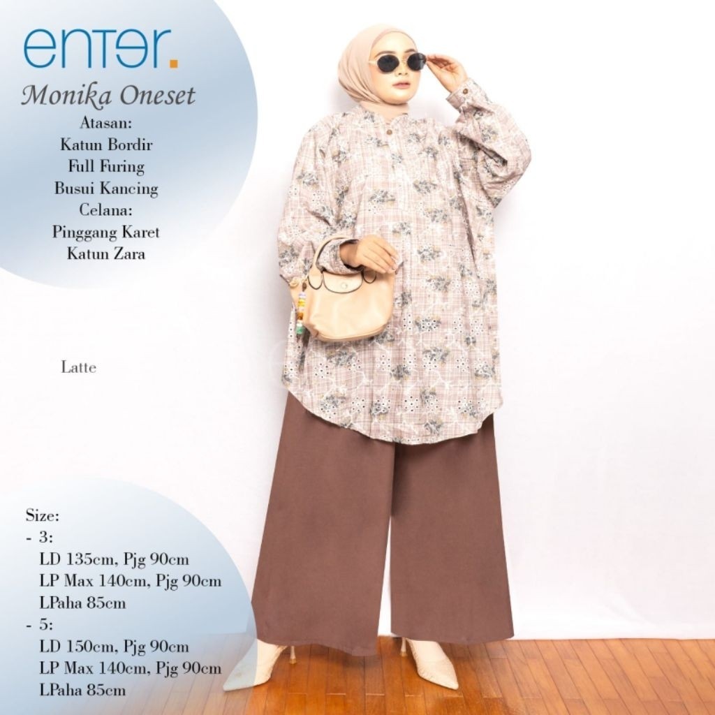 1101   MONIKA ONE SET JUMBO LD 135 LD 150 BAHAN KATUN BORDIR BY ENTER SETELAN PAKAIAN JUMBO Atasan B