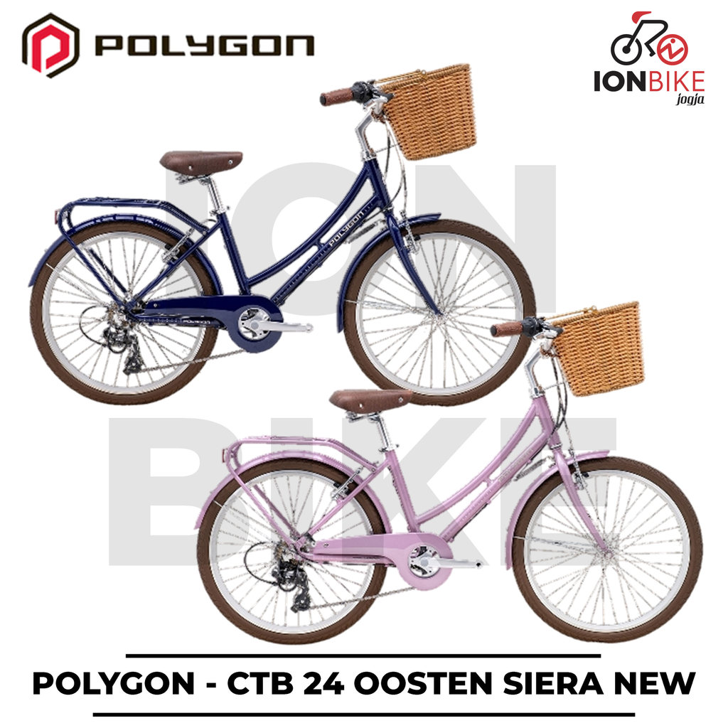 Sepeda City Bike 24 Inch Polygon Sierra Oosten Terbaru Frame Alloy Ringan Classic Vintage Keranjang 