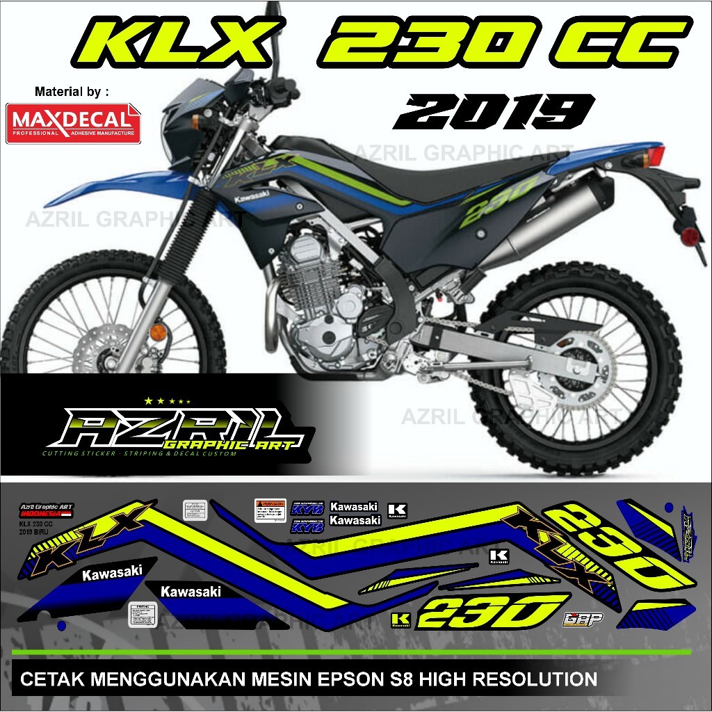 Striping KLX 230 CC 2019 List KLX 230 CC Copy Original 2019 hitam biru