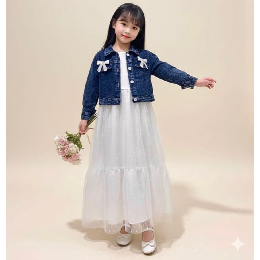 Gamis Jeans Anak Perempuan 3-10 Tahun Kekinian Baju Muslim Anak Perempuan Gamis Lebaran Anak Perempu