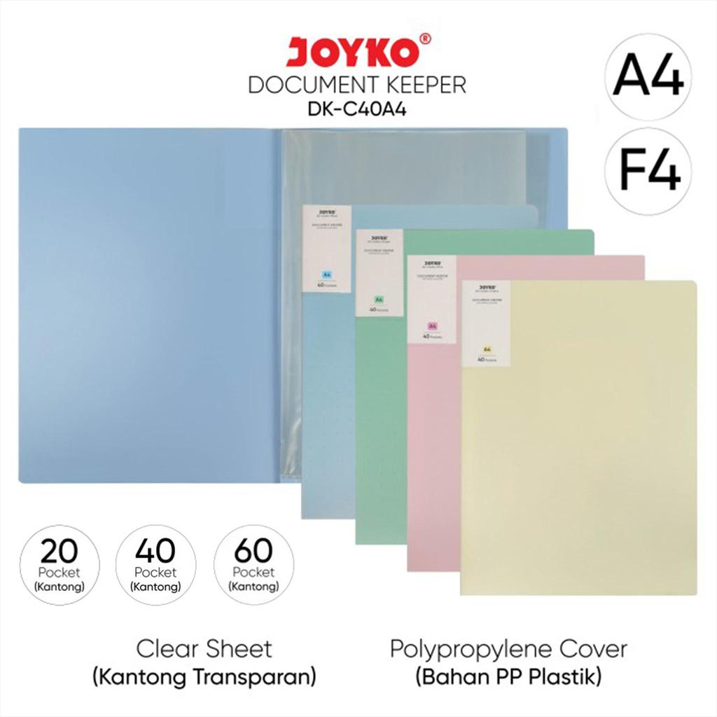JOYKO Document Keeper A4 F4 20 40 60 Pockets / Clear Holder Book Lembar Map Plastik / Display Map Fi