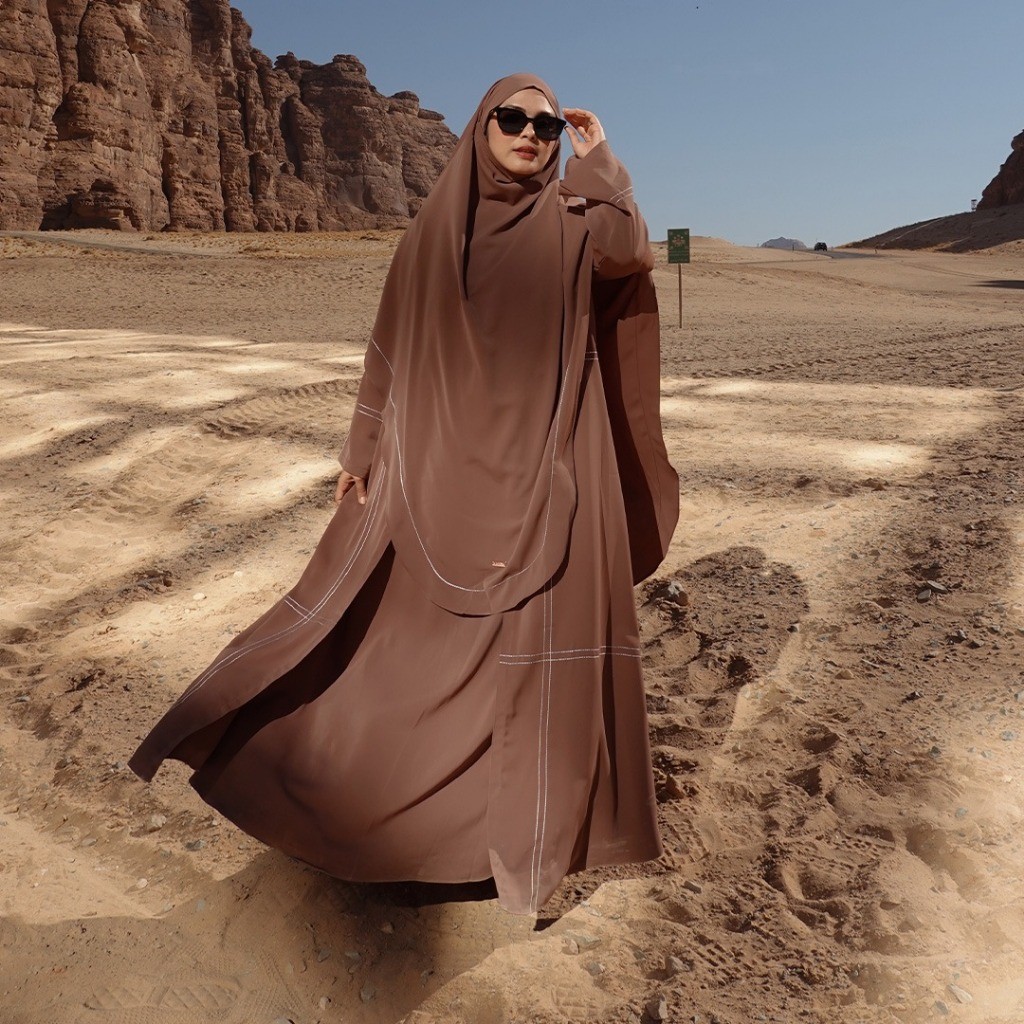 Lozy Hijab - Havina Abaya Set (Gamis French Khimar Haji dan Umrah Bahan Arabian Premium Anti UV)
