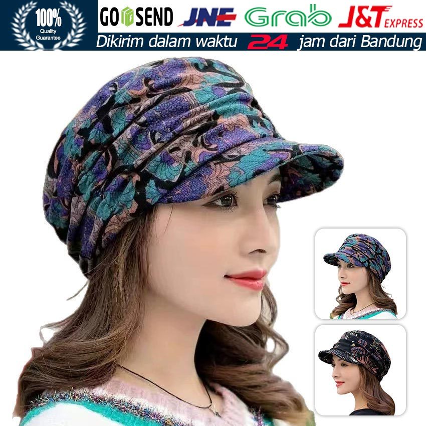 Ciput Wanita Motif Bunga Timbul / Kupluk Hangat Musim Dingin Etnik / Inner Hijab Lembut Anti Pusing 