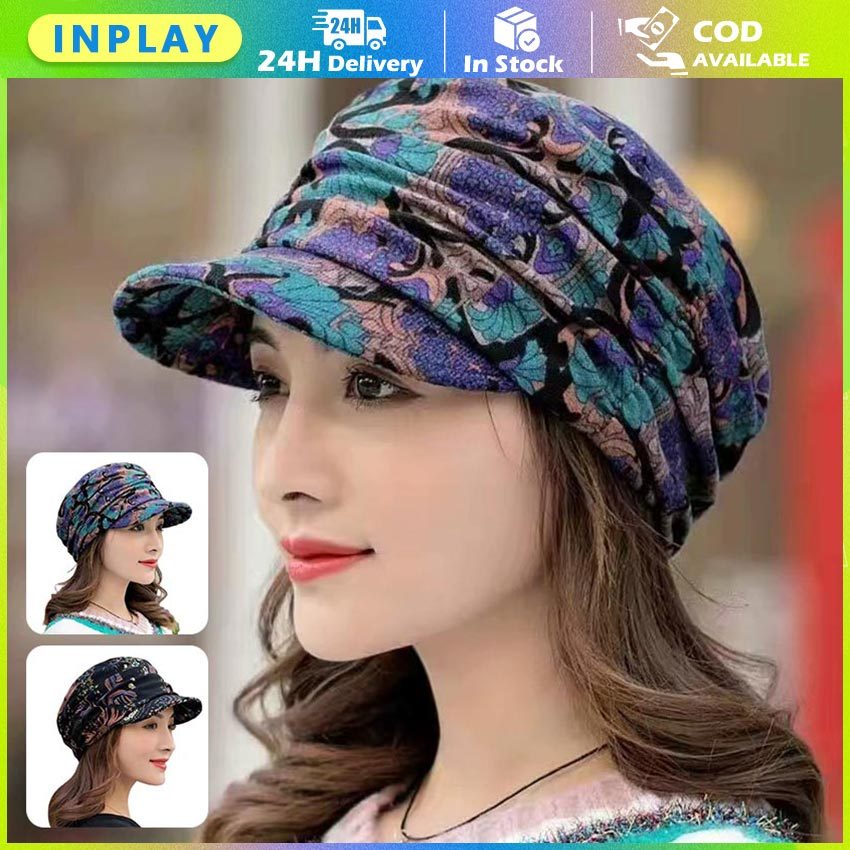 Ciput Bunga Timbul Inner Hijab / Topi Wanita Etnik Penghangat / Kupluk Lembut Untuk Lansia & Ibu / D