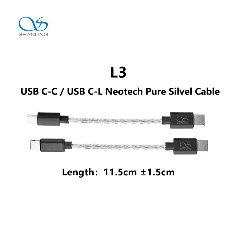SHANLING L3 Neote Pure Silvel Auo Cable USB C to USB C / USB C to Lightning Interfacer for UA3 UA5 D