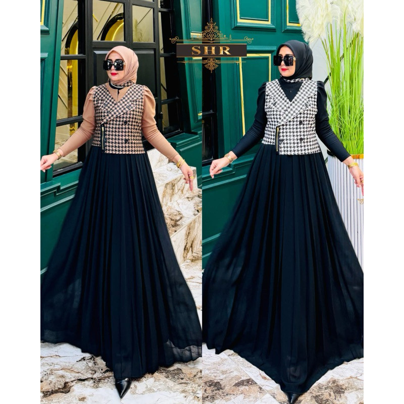 ASMARA “SHR TERBARU “ READY GAMIS SET ROMPI GAMIS MIMPI MANIS WANITA HOUNDSTOOTH VIRAL BY SHR FULL C