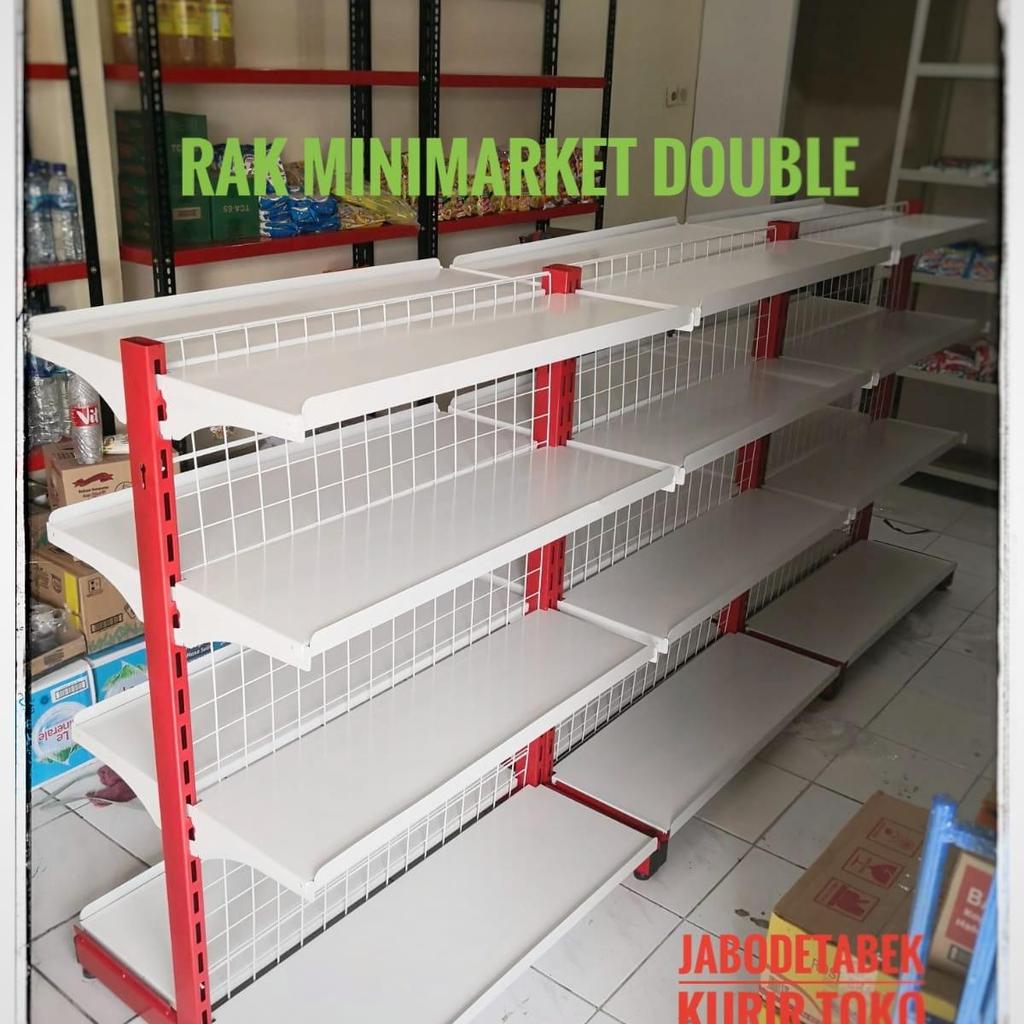 Rak gondola minimarket / rak supermarket double 4 susun