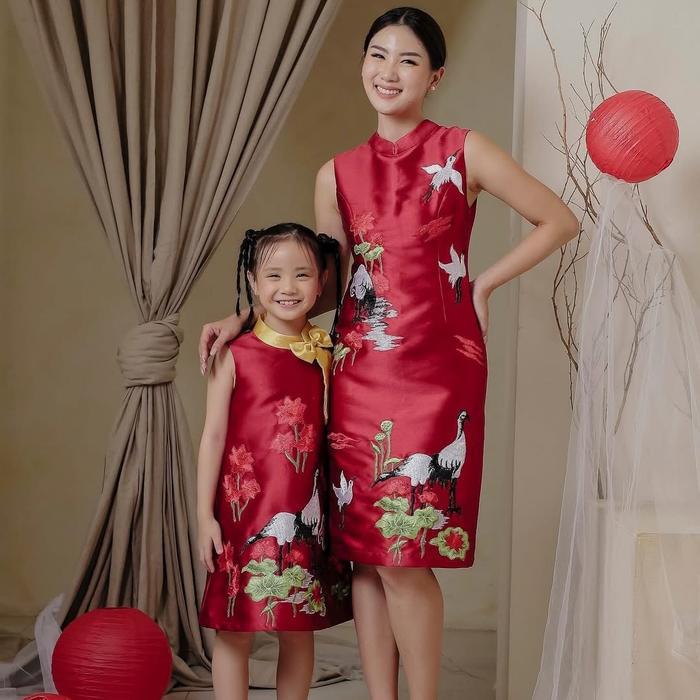 Couple Dress Merah Cheongsam Dress Batik Dress Tosca Dress Modern Midi Dress Imlek Baju Imlek Dress 