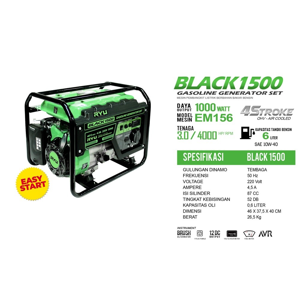 GENSET/GENERATOR SET BLACK1500 - RYU