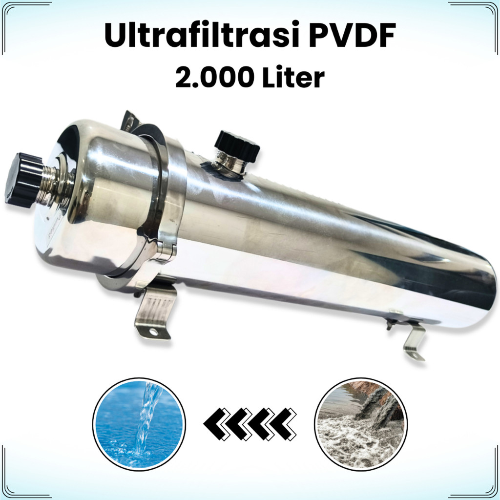 Penyaring Air Rumah Stainless Steel PVDF 2000L/Jam | Filter Ultrafiltrasi untuk Air Sumur Desa Anti 
