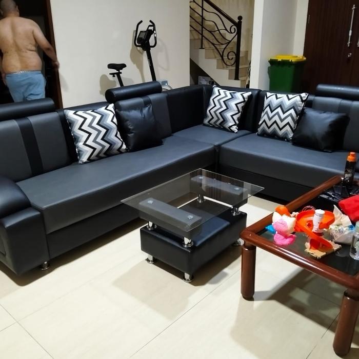 KJM Sofa Sudut Minimalis Oscar 32 Sudut Puff (termasuk meja dan bantal)