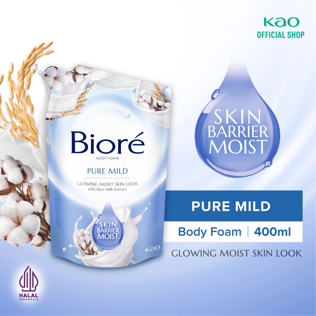 Biore Body Foam Sabun Mandi Cair Pure Mild Pouch 400ml 

