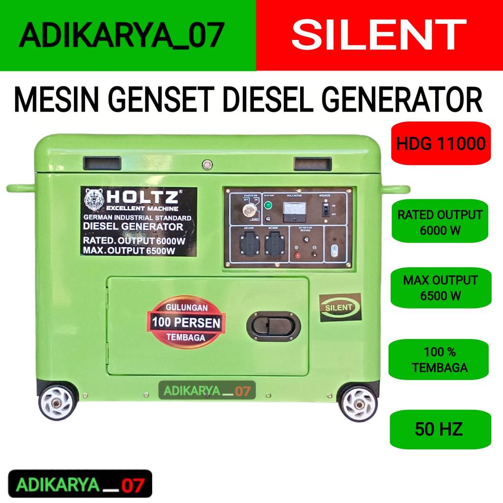 Mesin Genset Silent Diesel Generator 7000Watt Genset Super Silent Diesel Solar Generator HDG 11000 S