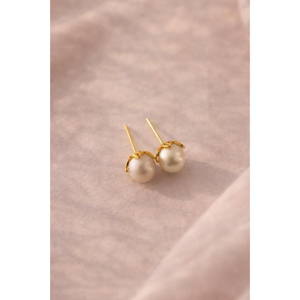 LILARA Giwang Emas Peluk Mutiara Laut Abu Asli Lombok