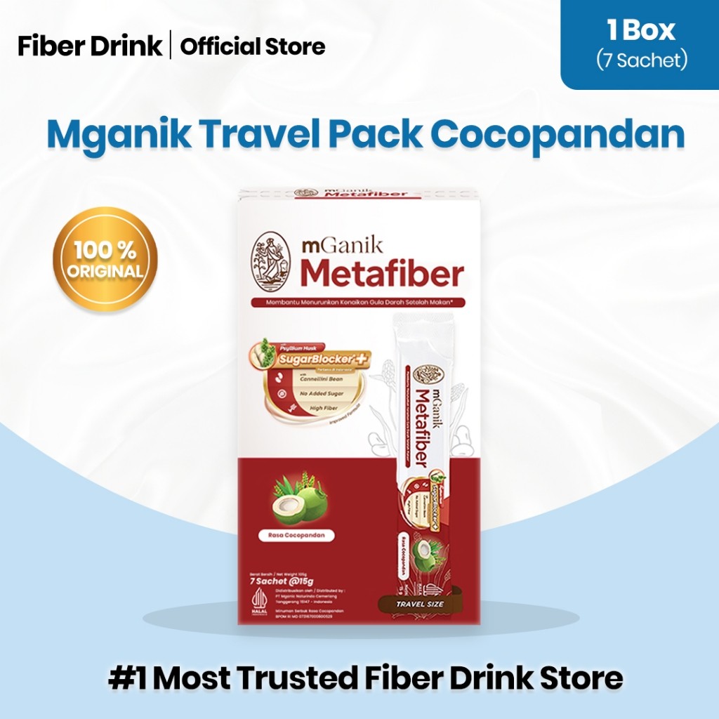 mGanik Metafiber Cocopandan 105gr Gula Darah Suplemen Obat Diabetes - Meal Replacement BPOM- Travel